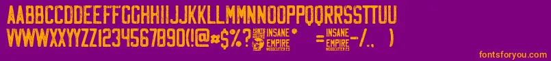 Insane Empire-fontti – oranssit fontit violetilla taustalla