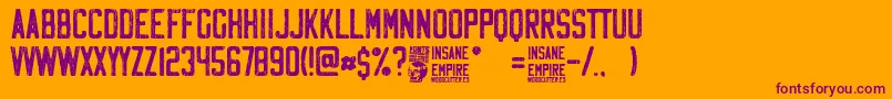 Insane Empire-fontti – violetit fontit oranssilla taustalla