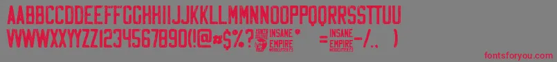 Czcionka Insane Empire – czerwone czcionki na szarym tle