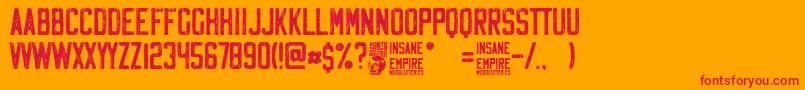 Insane Empire-Schriftart – Rote Schriften auf orangefarbenem Hintergrund