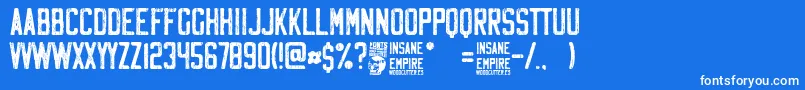 Czcionka Insane Empire – białe czcionki na niebieskim tle