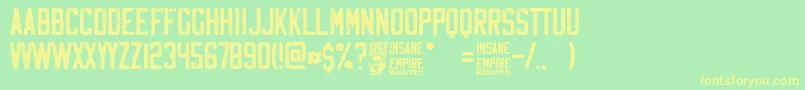 Insane Empire-Schriftart – Gelbe Schriften auf grünem Hintergrund