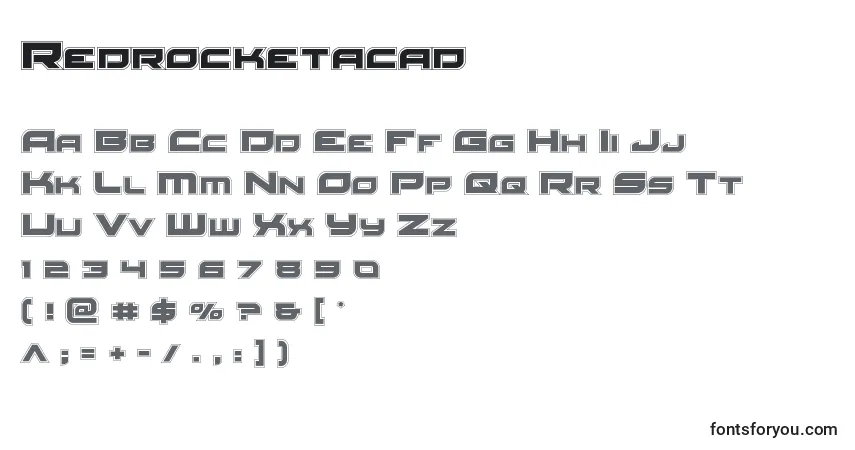 Schriftart Redrocketacad – Alphabet, Zahlen, spezielle Symbole