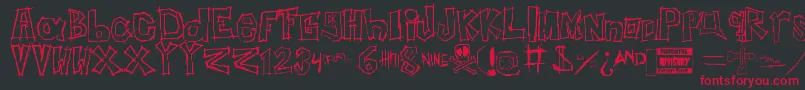 フォントInsert your name here – 黒い背景に赤い文字