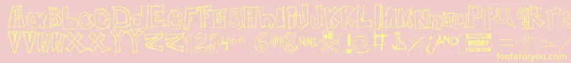 Insert your name here-Schriftart – Gelbe Schriften auf rosa Hintergrund