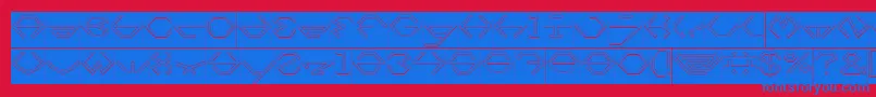 フォントinside Hollow Inverse – 赤い背景に青い文字