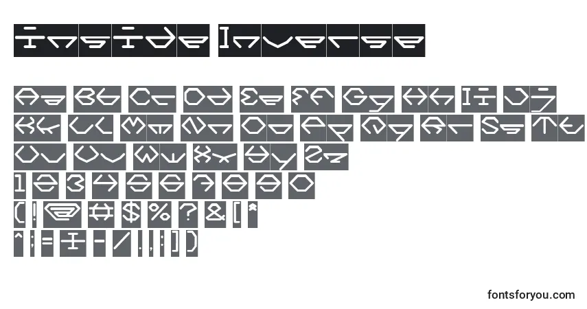 Czcionka Inside Inverse – alfabet, cyfry, specjalne znaki