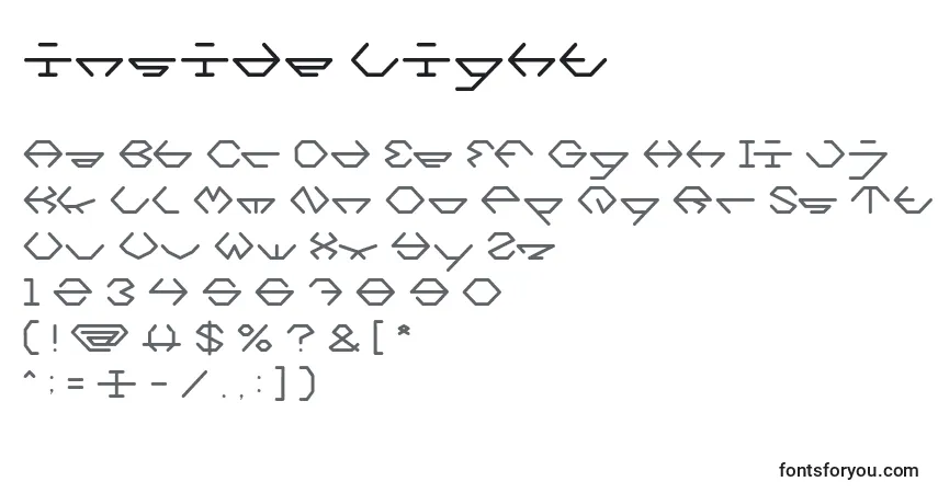 Schriftart Inside Light – Alphabet, Zahlen, spezielle Symbole
