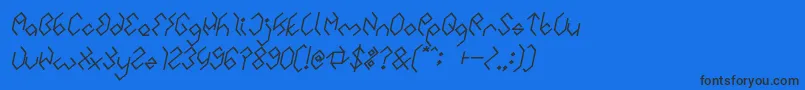 Fonte INSIDE THE BOX Bold Italic – fontes pretas em um fundo azul