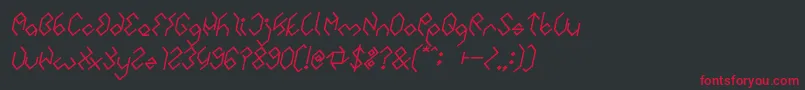 Czcionka INSIDE THE BOX Bold Italic – czerwone czcionki na czarnym tle