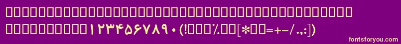 Saiba mais sobre a fonte BKoodakBold Fonte BKoodakBold – fontes amarelas em um fundo roxo