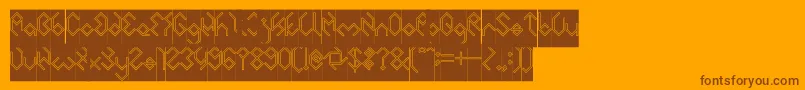 INSIDE THE BOX Hollow Inverse-Schriftart – Braune Schriften auf orangefarbenem Hintergrund