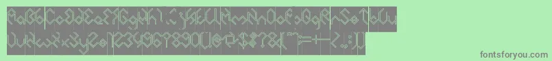 フォントINSIDE THE BOX Hollow Inverse – 緑の背景に灰色の文字