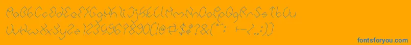 INSIDE THE BOX Italic-Schriftart – Blaue Schriften auf orangefarbenem Hintergrund