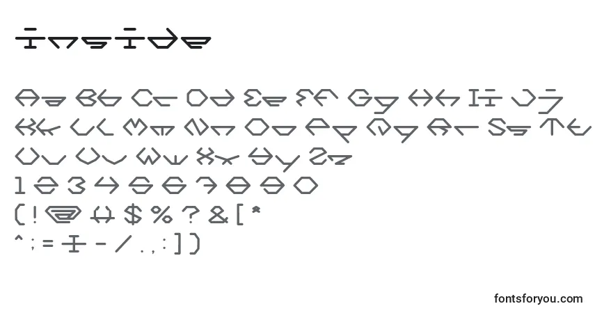 Schriftart Inside (130375) – Alphabet, Zahlen, spezielle Symbole