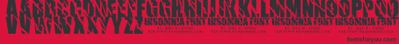 Fonte Insomnia 1 – fontes pretas em um fundo vermelho
