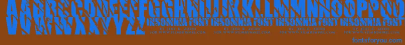Insomnia 1-Schriftart – Blaue Schriften auf braunem Hintergrund