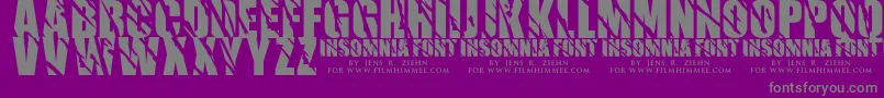 Weitere Informationen zur Insomnia 1-Schriftart Insomnia 1-Schriftart – Graue Schriften auf violettem Hintergrund