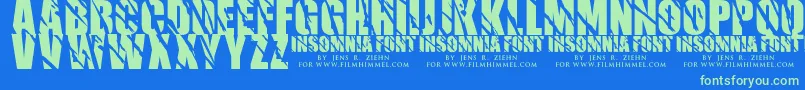 Insomnia 1 Font – Green Fonts on Blue Background