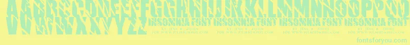More about Insomnia 1 Font Insomnia 1 Font – Green Fonts on Yellow Background