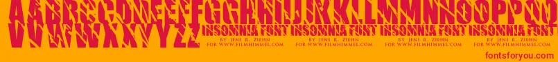 Insomnia 1-Schriftart – Rote Schriften auf orangefarbenem Hintergrund