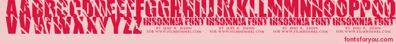 Fonte Insomnia 1 – fontes vermelhas em um fundo rosa