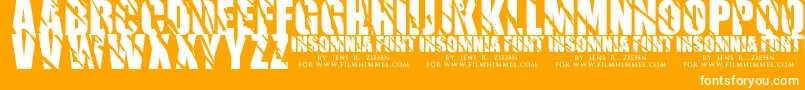 Insomnia 1-Schriftart – Weiße Schriften auf orangefarbenem Hintergrund