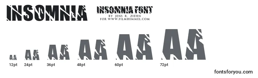 Размеры шрифта Insomnia 1