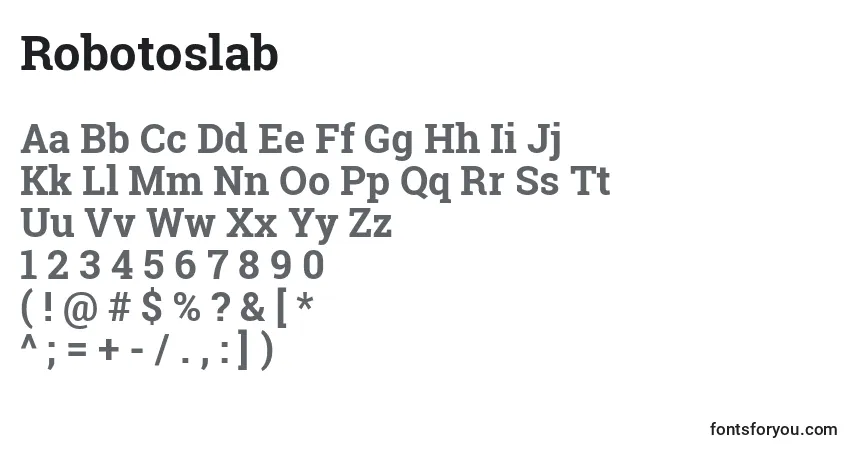 A fonte Robotoslab – alfabeto, números, caracteres especiais