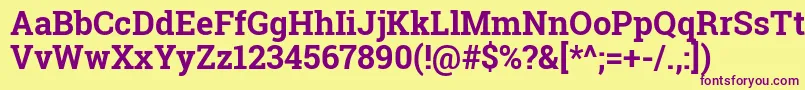 Robotoslab-fontti – violetit fontit keltaisella taustalla