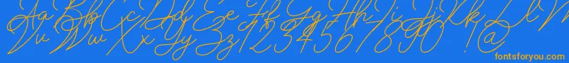 Insta Story Signature-Schriftart – Orangefarbene Schriften auf blauem Hintergrund