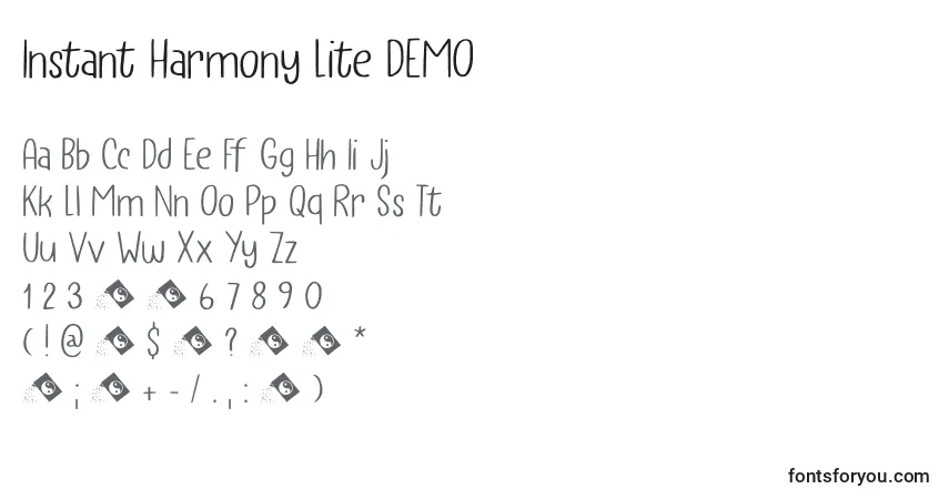 Шрифт Instant Harmony Lite DEMO – алфавит, цифры, специальные символы