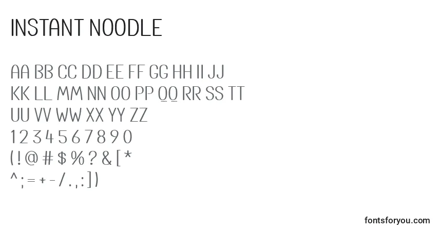 A fonte Instant Noodle – alfabeto, números, caracteres especiais