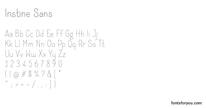 Czcionka Instine Sans – alfabet, cyfry, specjalne znaki