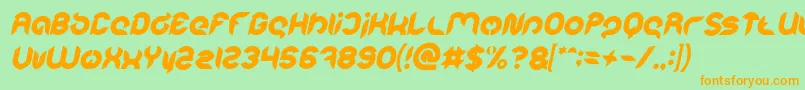 Intan Putri Pratiwi Bold Italic-fontti – oranssit fontit vihreällä taustalla