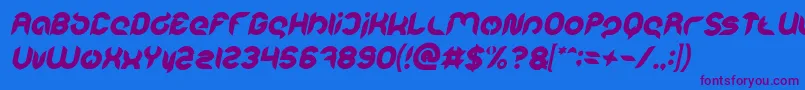 Intan Putri Pratiwi Bold Italic-Schriftart – Violette Schriften auf blauem Hintergrund