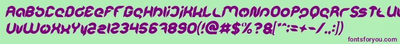 Шрифт Intan Putri Pratiwi Bold Italic – фиолетовые шрифты на зелёном фоне