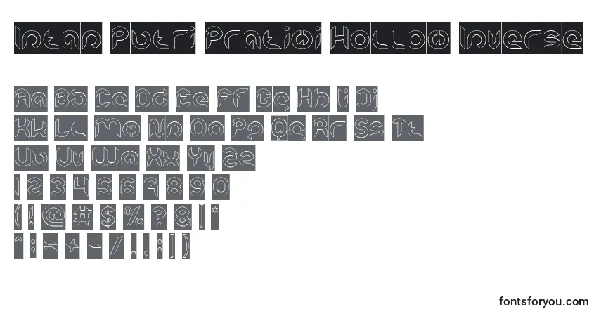 Schriftart Intan Putri Pratiwi Hollow Inverse – Alphabet, Zahlen, spezielle Symbole