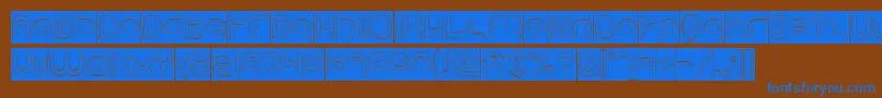 Intan Putri Pratiwi Hollow Inverseフォントについての詳細 フォントIntan Putri Pratiwi Hollow Inverse – 茶色の背景に青い文字
