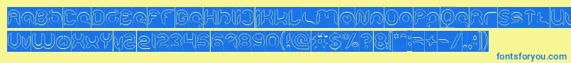 Intan Putri Pratiwi Hollow Inverse Font – Blue Fonts on Yellow Background