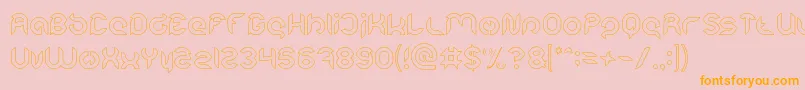 Intan Putri Pratiwi Hollow-Schriftart – Orangefarbene Schriften auf rosa Hintergrund