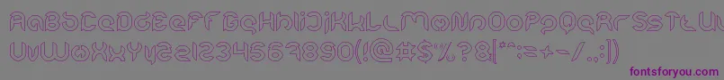 フォントIntan Putri Pratiwi Hollow – 紫色のフォント、灰色の背景