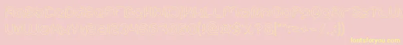 Intan Putri Pratiwi Hollow-Schriftart – Gelbe Schriften auf rosa Hintergrund