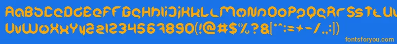 フォントIntan Putri Pratiwi – オレンジ色の文字が青い背景にあります。