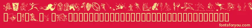フォントSportzs – 黄色の文字、赤い背景