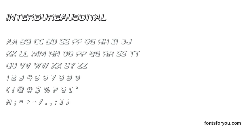A fonte Interbureau3dital – alfabeto, números, caracteres especiais