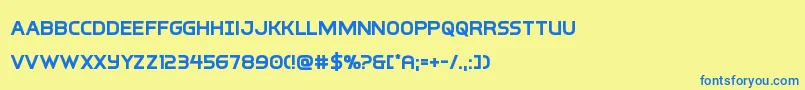 フォントinterbureaubold – 青い文字が黄色の背景にあります。