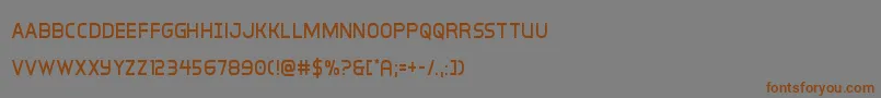 フォントinterbureaucond – 茶色の文字が灰色の背景にあります。