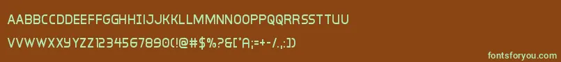 フォントinterbureaucond – 緑色の文字が茶色の背景にあります。