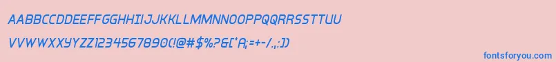 interbureaucondital-Schriftart – Blaue Schriften auf rosa Hintergrund